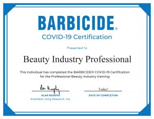 BARBICIDE COVID 19 Certificate